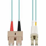AddOn 30m SC to LC Aqua OM4 Duplex OFNP (Plenum-Rated) Fiber Patch Cable