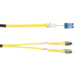 Black Box Fiber Optic Duplex Patch Network Cable - 6.50 ft Fiber Optic Network Cable for Transceiver, Switch, Server, Network Device - First End: 2 x ST Network - Male - Second End: 2 x LC Network - Male - 10 Gbit/s - Patch Cable - OFNR - 9/125 &micro;m - Yellow - 1 Each