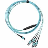 PanNet Fiber Optic Network Cable - 32.81 ft Fiber Optic Network Cable for Network Device, Server, Switch, Storage Array - First End: 1 x MPO-8 Network - Female - Second End: 8 x LC Network - Male - 400 Gbit/s - Plenum, OFNP - Aqua