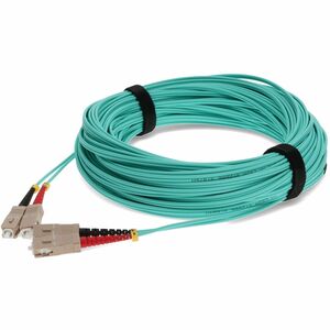 AddOn 43m SC to SC Aqua OM4 Duplex OFNR (Riser-Rated) Fiber Patch Cable