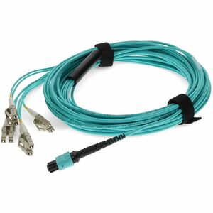 AddOn 7m MPO/UPC to 4xLC/UPC Duplex Aqua OM4 OFNP (Plenum-Rated) 8-Strand Fiber Fanout Cable