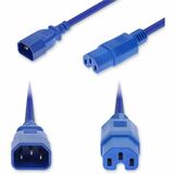 AddOn 3ft C14 Male to C15 Female Standard Commercial 14 AWG 250V at 15A PVC SJT (Service Junior Thermoplastic) Blue Power Cable