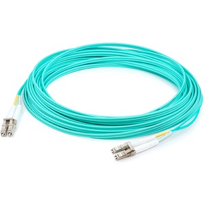 AddOn 32m LC to LC Aqua OM4 Duplex OFNR (Riser-Rated) Fiber Patch Cable