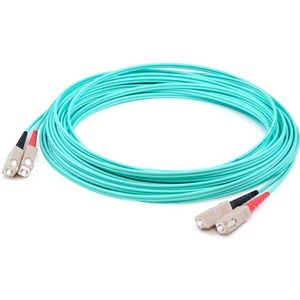 AddOn 32m SC to SC Aqua OM4 Duplex OFNP (Plenum-Rated) Fiber Patch Cable