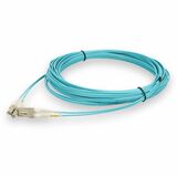 AddOn 10m LC to LC Aqua OM4 Duplex Armored OFNP (Plenum-Rated) Fiber Patch Cable