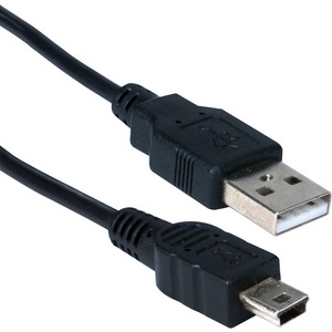 QVS USB Mini-B Sync & Charger High Speed Cable - 15 ft USB Data Transfer Cable for Cellular Phone, PDA, Tablet PC, GPS Receiver, Camera, Storage Drive, Gaming Console, Camcorder - First End: 1 x 4-pin USB 2.0 Type A - Male - Second End: 1 x 5-pin Mini USB 2.0 Type B - Male - Gold-flash Plated Contact - Black