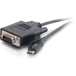 C2G 15ft USB C to VGA Adapter Cable - Video Adapter - 15 ft USB/VGA Video Cable for Projector, Monitor, Video Device - First End: 1 x USB Type C - Male - Second End: 1 x 15-pin HD-15 - Male - Supports up to 1920 x 1200 - Black