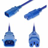 AddOn 8ft C14 Male to C15 Female P-Lock Compatible High-Temperature 14 AWG 250V at 15A PVC SJT (Service Junior Thermoplastic) Blue Power Cable