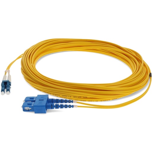 AddOn 47m SC to LC Yellow OS2 Duplex OFNR (Riser-Rated) SMF Fiber Patch Cable